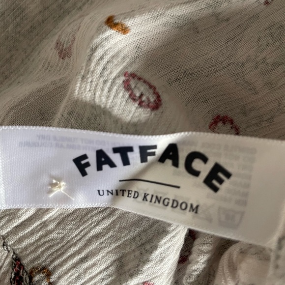 Fat Face Blouse Top UK 10 Ivory Natural Multi Floral Print Button Back Boho - Picture 10 of 12
